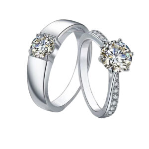 Eternal Spark —Adjustable Open Ring Silver Moissanite Couple Rings(Customizable with engraving)