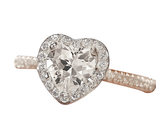 DEEPMORE Romantic Heart Cut Crystal Ring for Women