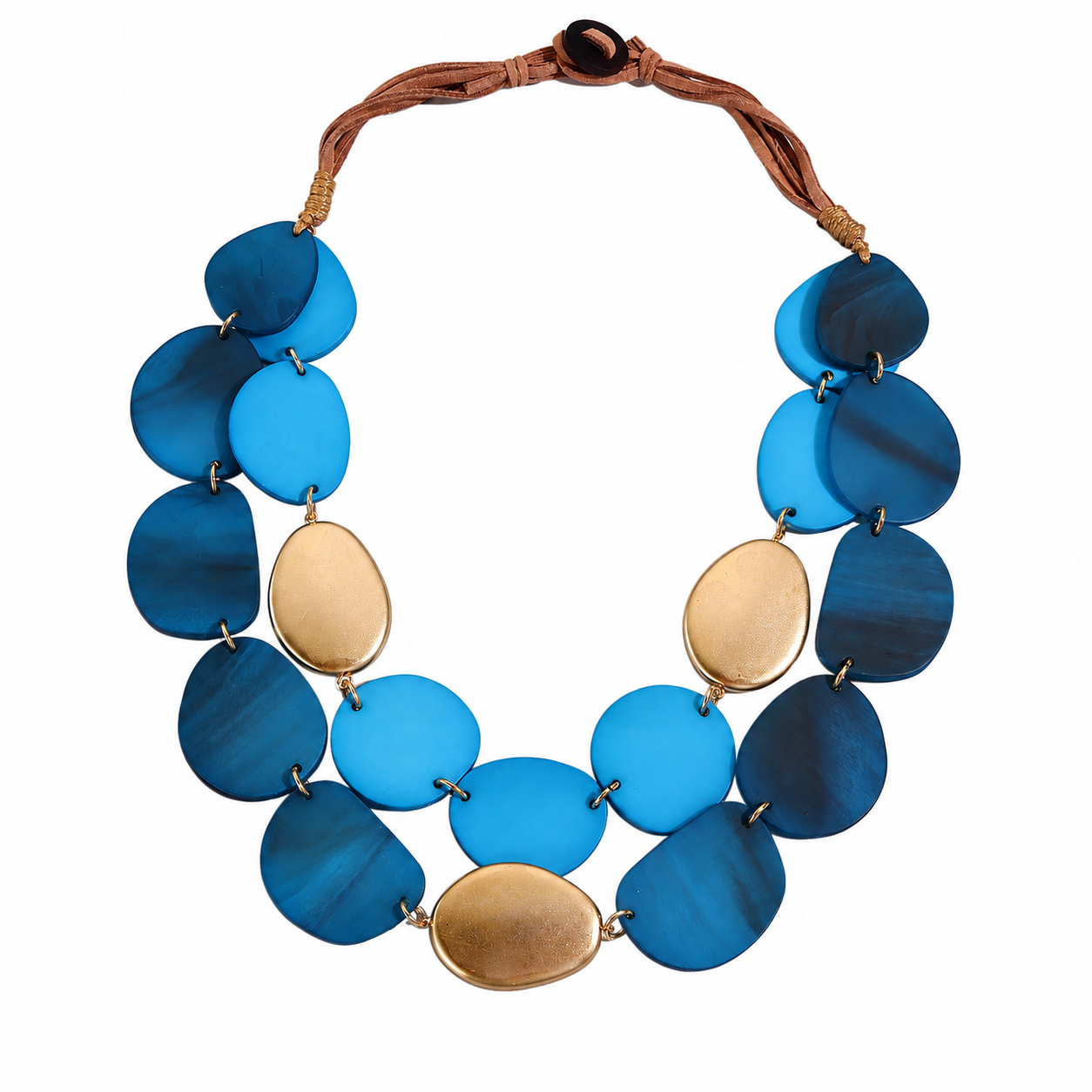 Bohemian Dark Teal & Orange Acrylic Wax Cord Jewelry Set