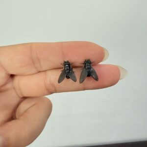 Novelty Imitation Mini Black Fly Earrings, Funny Abstract Unique Design, Minimalist Creative Stud Earrings for Women
