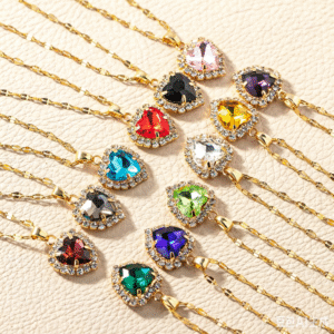 Heart-shaped Birthstone Necklace for 12 Months, Dainty Micro Pave Zircon Collarbone Chain, Elegant Premium Neck Jewelry